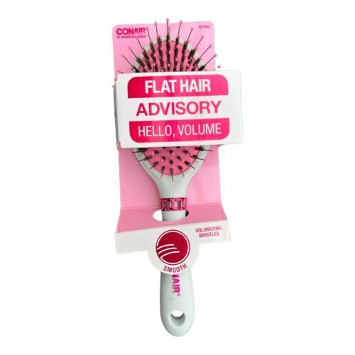 Hair Brush Conair Flat Hair Advisory Smooth Volumizing Bristles Pink & White - Click Image to Close