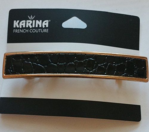 Karina French Couture Black-Gold Crocodile Barrette - Click Image to Close