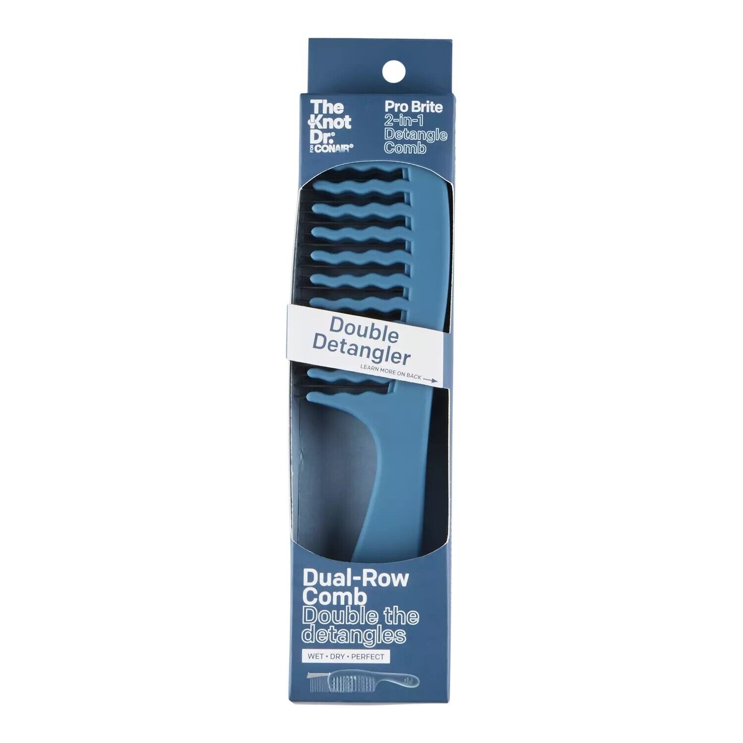he Knot Dr. For Conair Pro Brite 2-in-1 Detangle Dual-Row Comb, Blue, 1-Piece UPC:074108931733