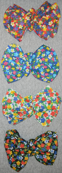 ♥ Fabric Floral Pattern Hair Bow w/Glitter, 9327, 12 Pcs/O - Click Image to Close