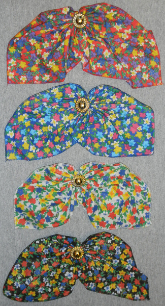 ♥ Fabric Floral Pattern Hair Bow w/Glitter, 9332, 12Pcs/Or