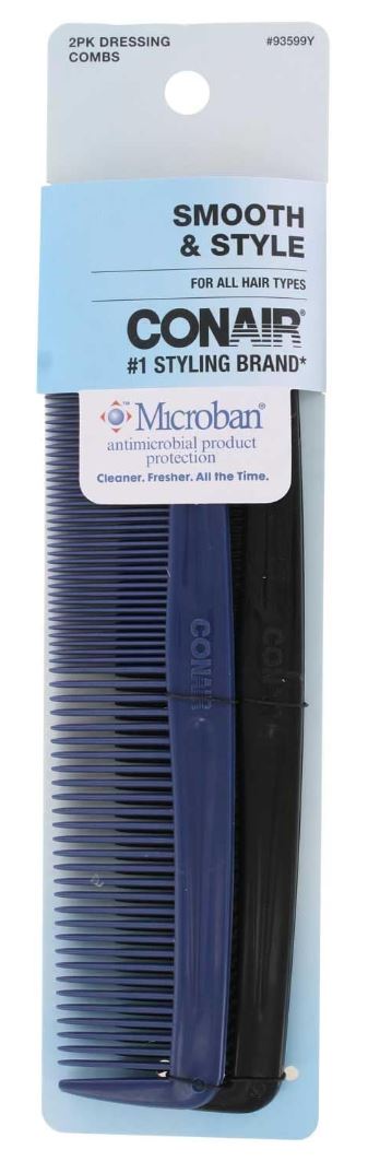 93599Y- Conair 2 Pack DRESSING COMBS - UPC 074108935991 Pack: 48 (8-6's)