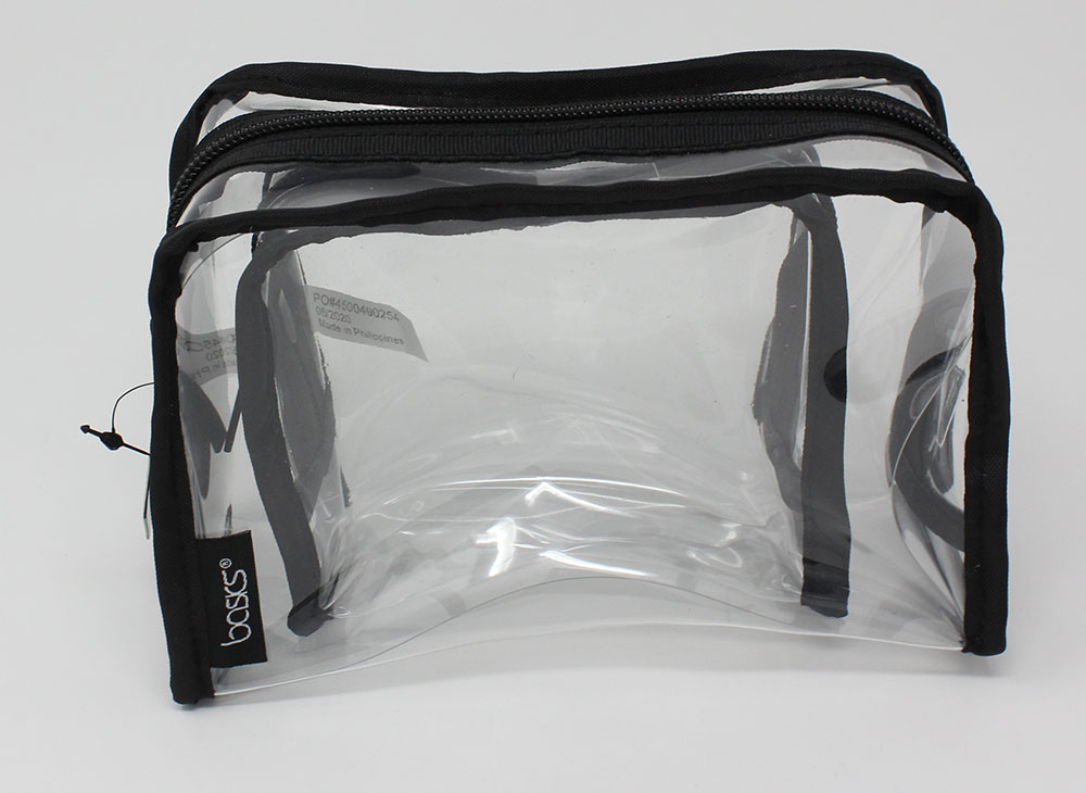 CONAIR ALLEGRO BASICS CLEAR TOILETRY TRAVEL ZIPPER BAG, 2 PACK