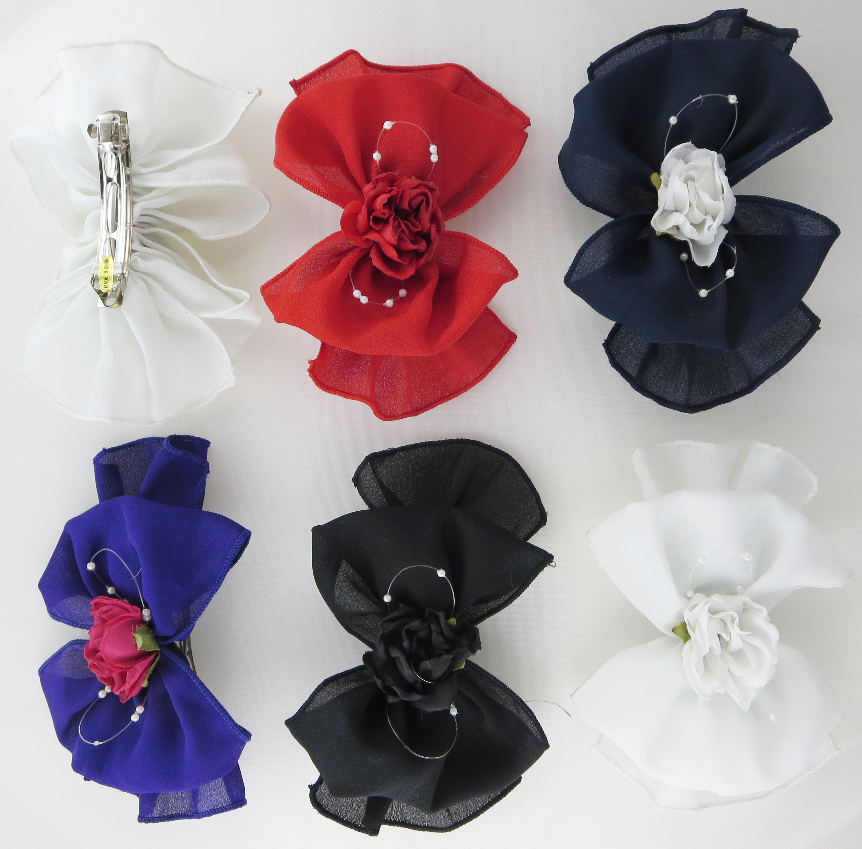 Plush Chiffon Floral Headband Hair Bow