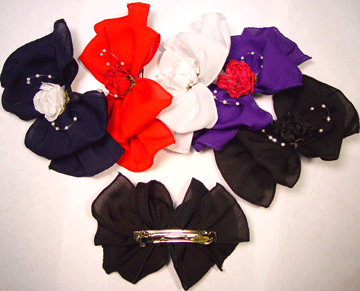 Plush Chiffon Floral Headband Hair Bow - Click Image to Close