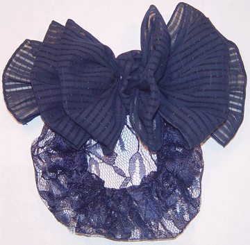 B222, navy barrette w/snood - Click Image to Close