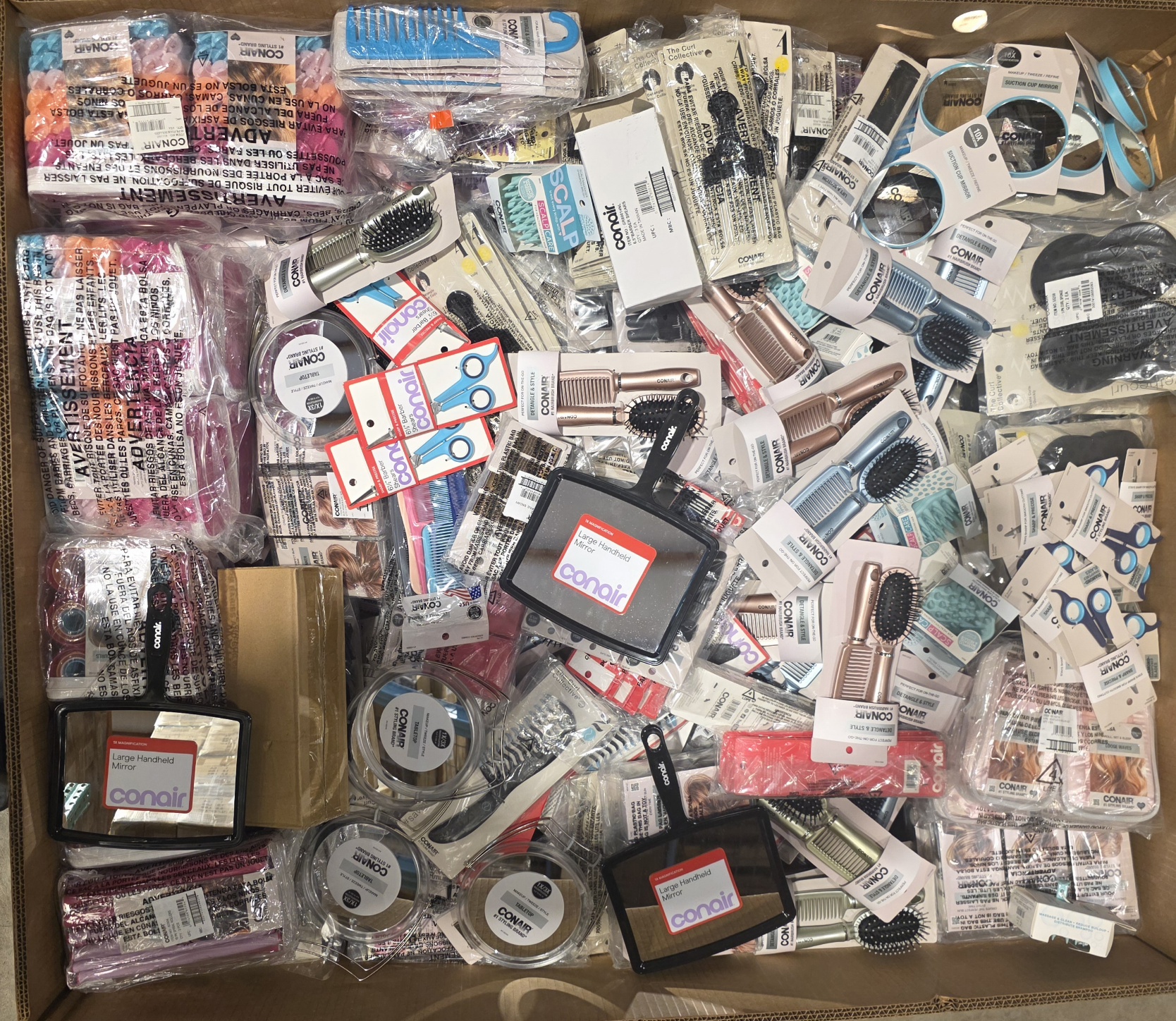 GAYLORD/PALLET APPROXIMATELY 3000PCS OF CONAIR HAIR ACCEESORIES, ROLLERS, MIRRORS,COMBS, BRUSHES,ETC (image for) GAYLORD/PALLET APPROXIMATELY 3000PCS OF CONAIR HAIR ACCEESORIES, ROLLERS, MIRRORS,COMBS, BRUSHES,ETC