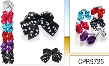Heart embellished kids bows - Sold by the dozen assrt colors