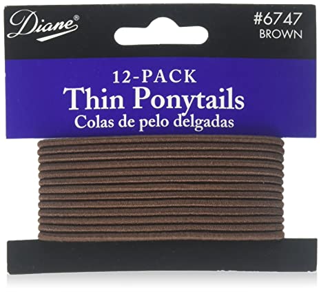 Diane Brown Thin 2MM Pontail Holder Elastics, 12 Count