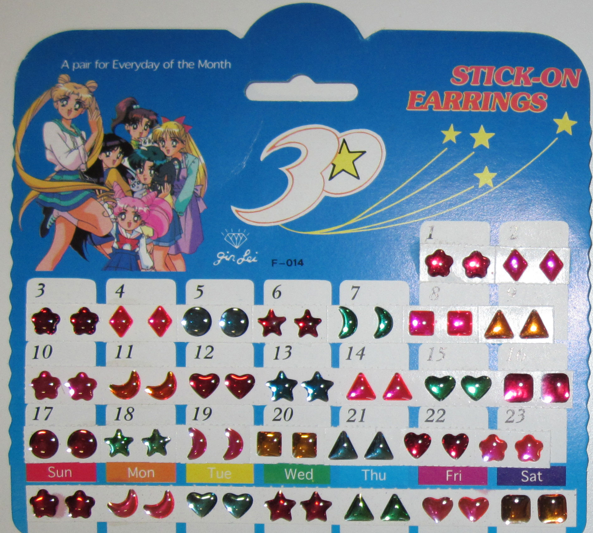 Stick-On Earrings, A Pair for Everyday of the Month, 30 Pairs