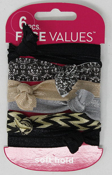 Harmon Face Value Mix Prints and Neutral Solid Color Hair Ties 6 ct - Click Image to Close