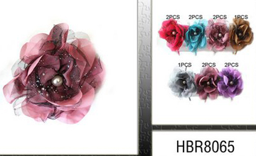 Floral hair bows jewel in the middle - comes in assorted colors - Click Image to Close