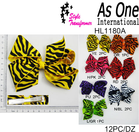 *NEW* ♥ Gorgeous Grosgrain Zebra Print Bow Slide Clips - Click Image to Close