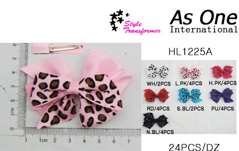 *NEW* ♥ Grosgrain Bow Slide Clips w/Partial Overlying Leopard Print - Click Image to Close