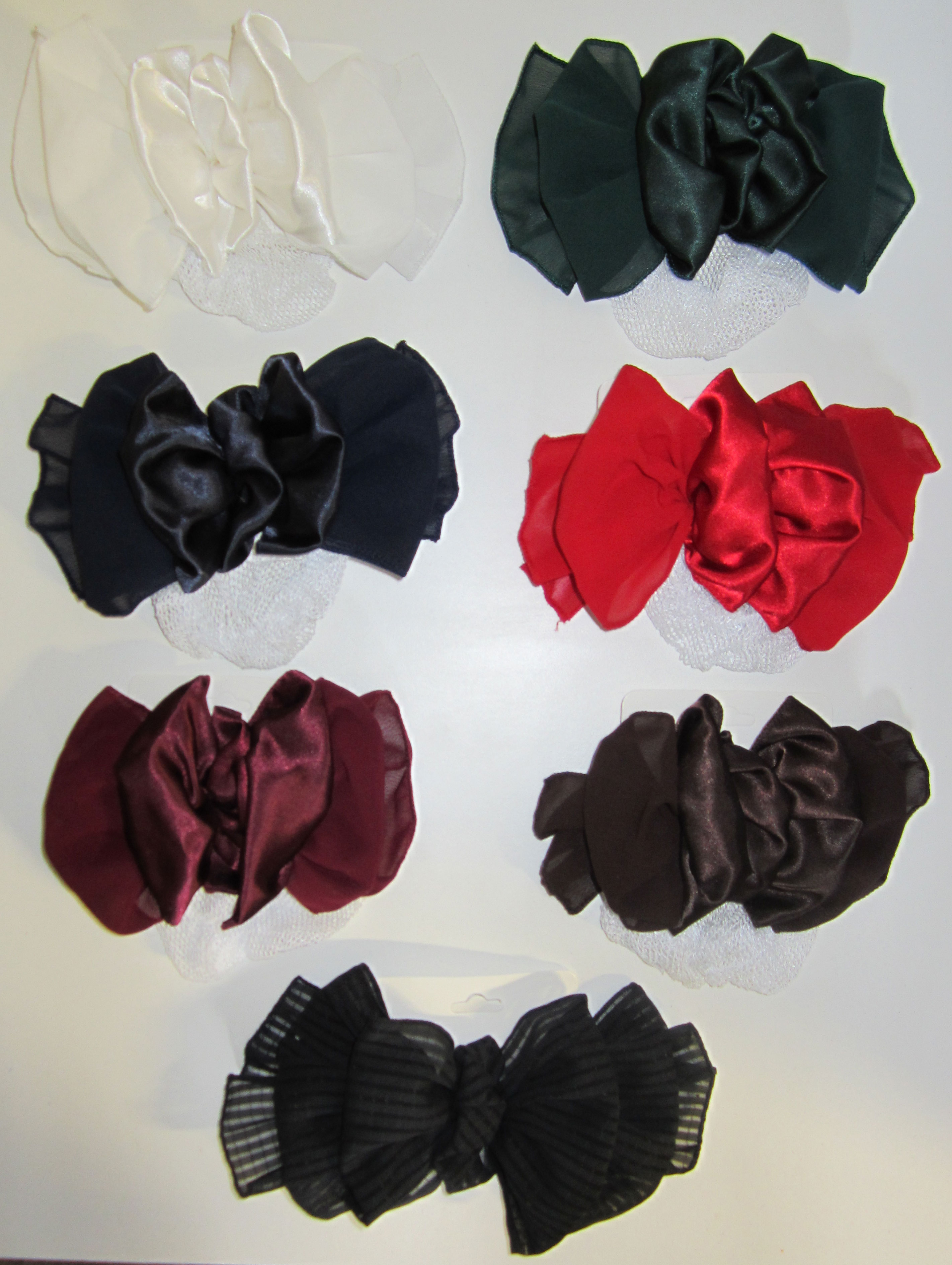 Satin & Chiffon Snood Hair Bow Accessory, 1dz