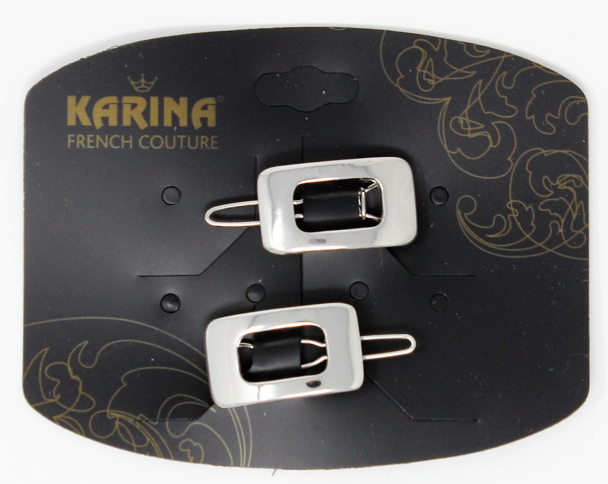 KARINA SILVER SQUARE BARRETTES - Click Image to Close