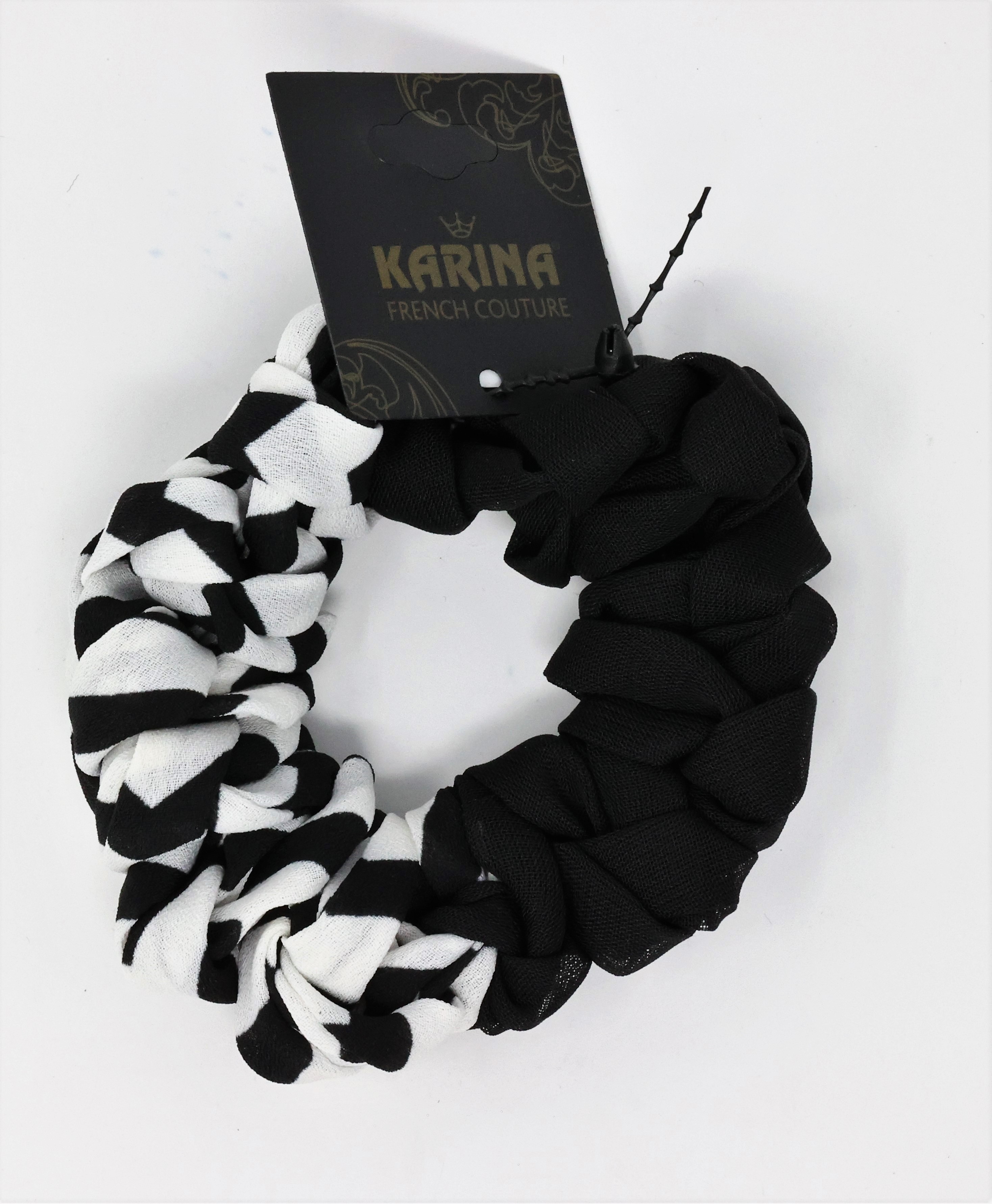 KARINA BLACK AND WHITE BRAIDED TWISTER - Click Image to Close