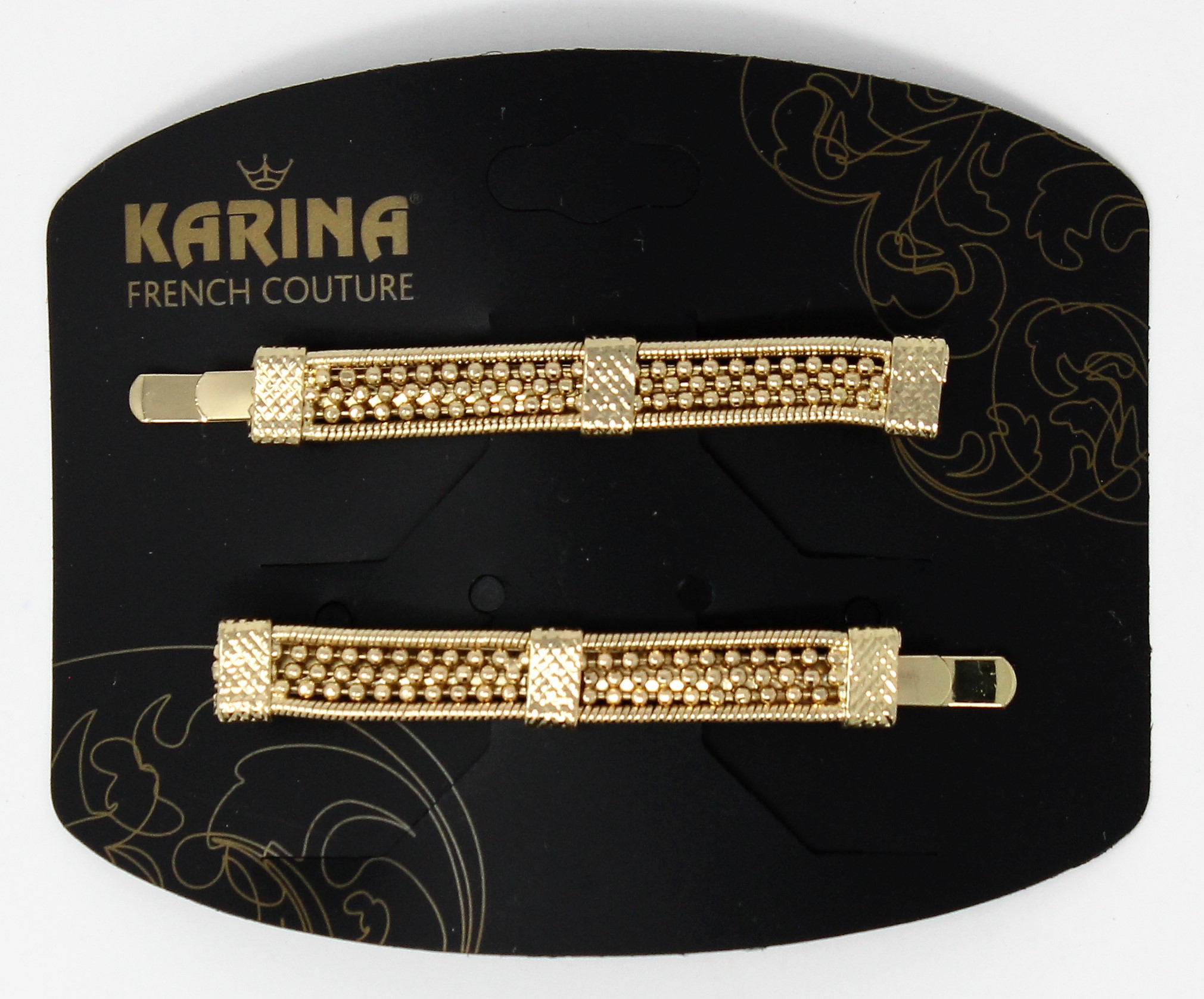 KARINA METALLIC BAROQUE SLIDES, 2 Count