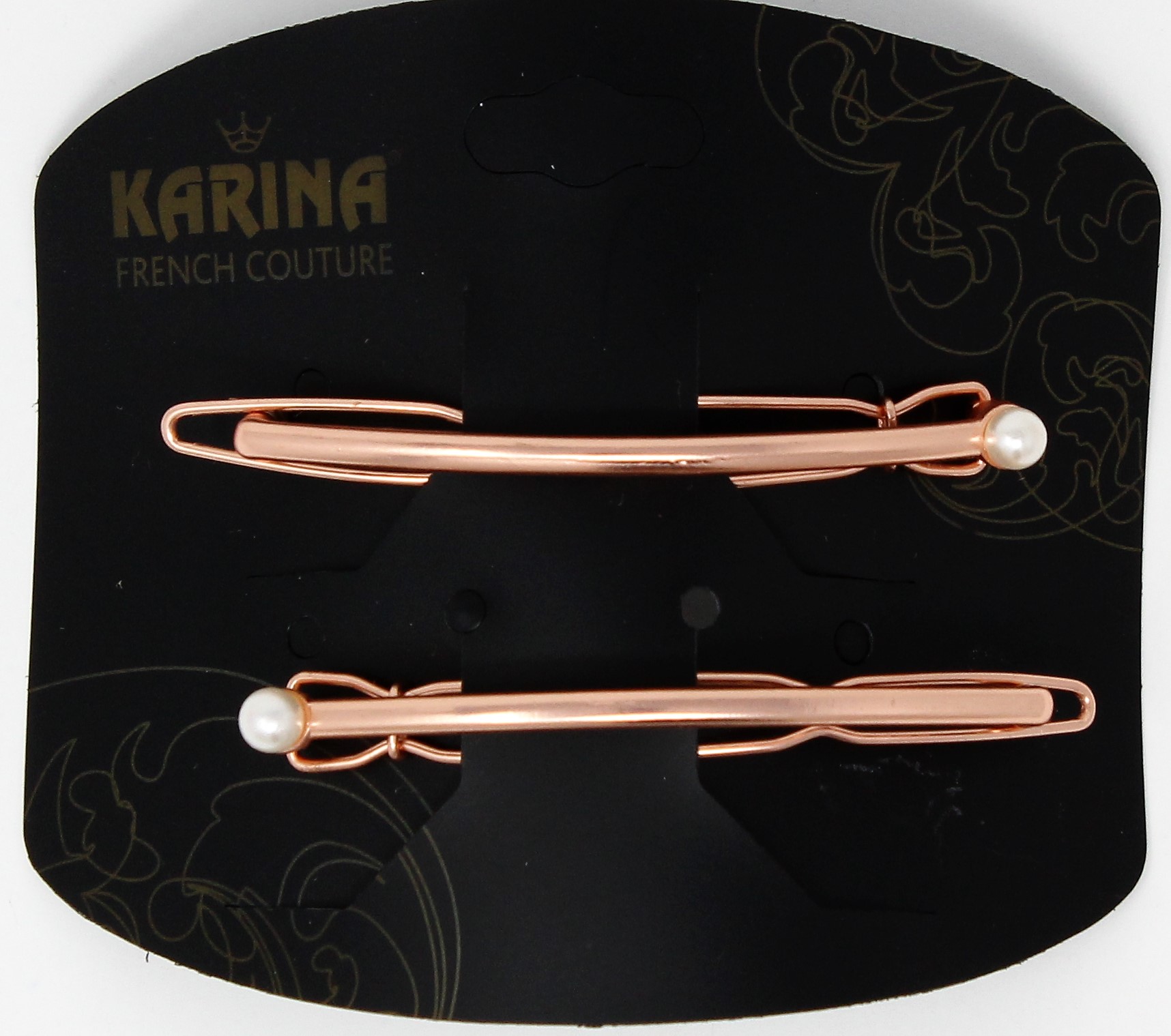 Karina Rose Gold Barrette with Pearl 2PC