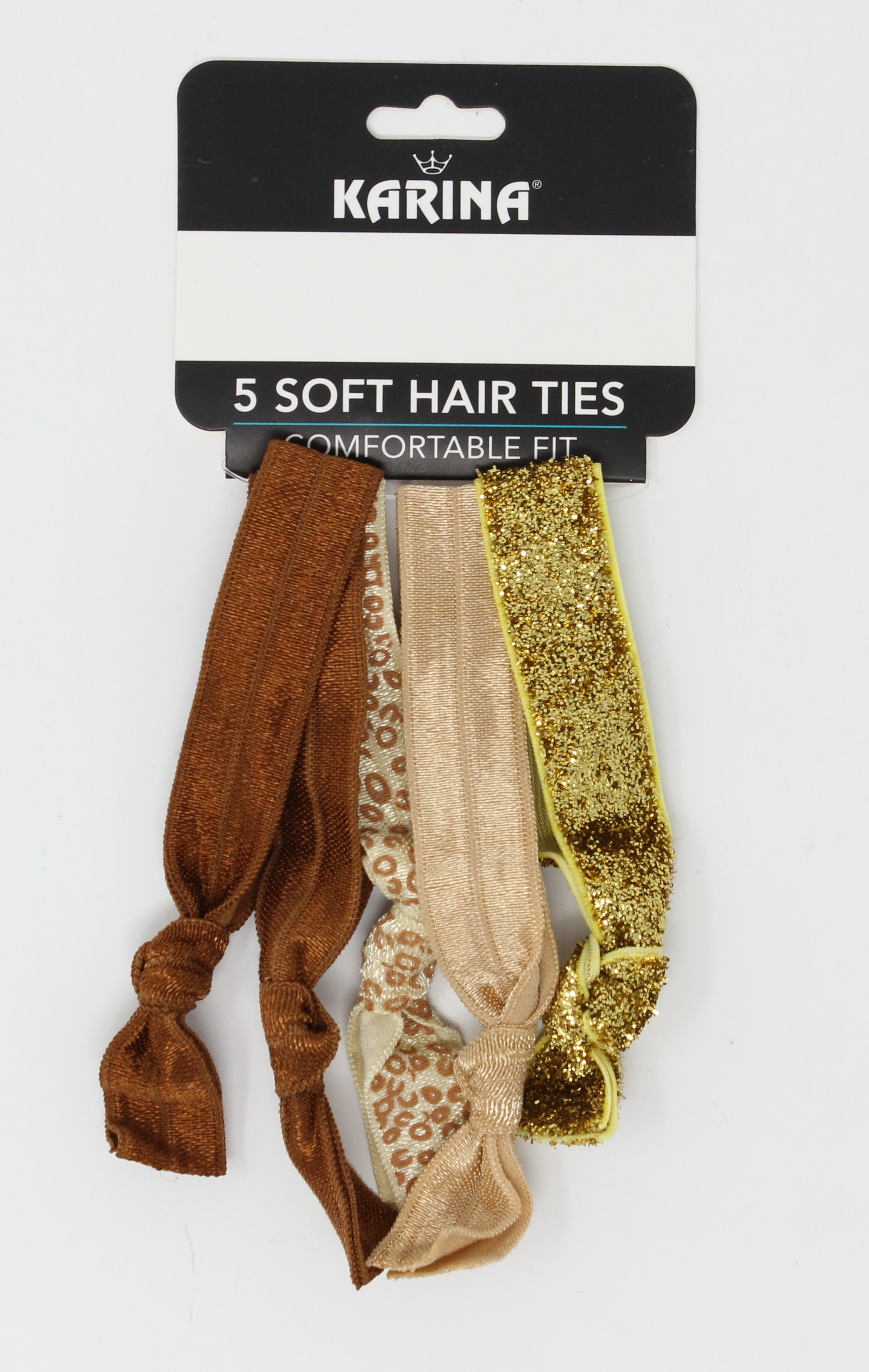Karina 5 Soft Comfortable Hair Ties Brown Gold