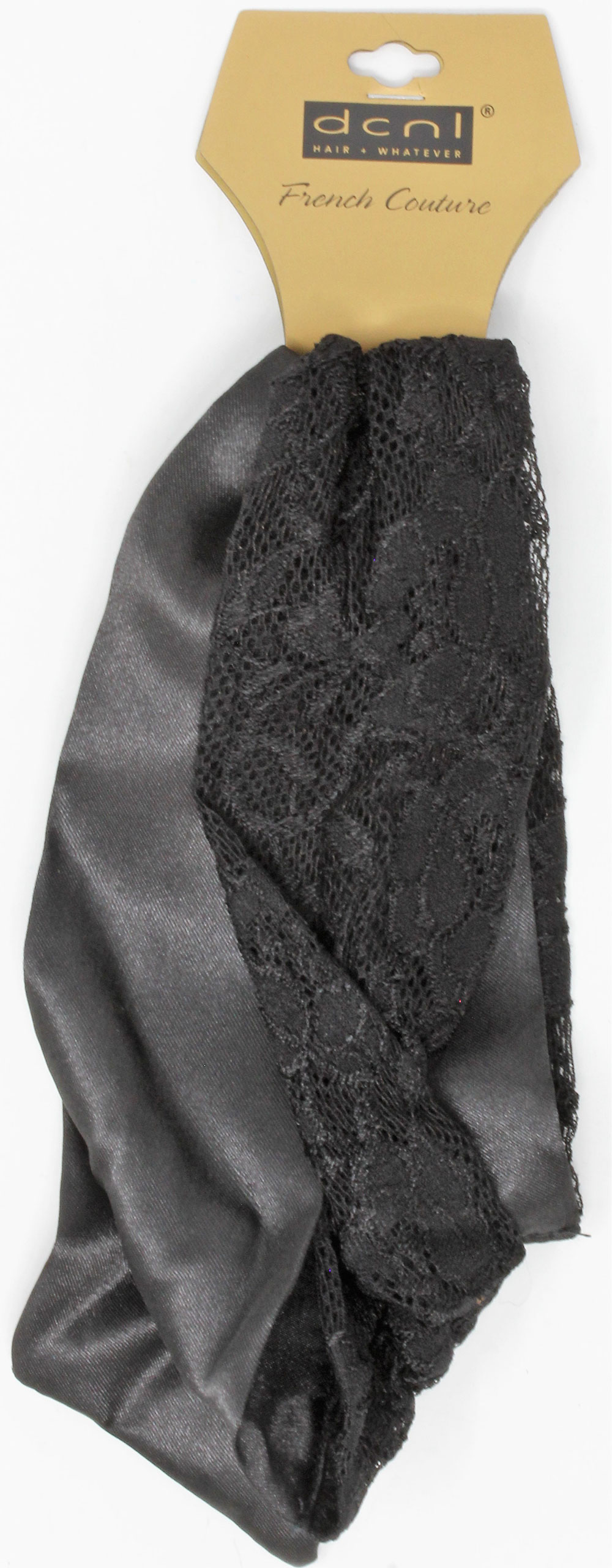 Black lace & satin headwrap - Click Image to Close