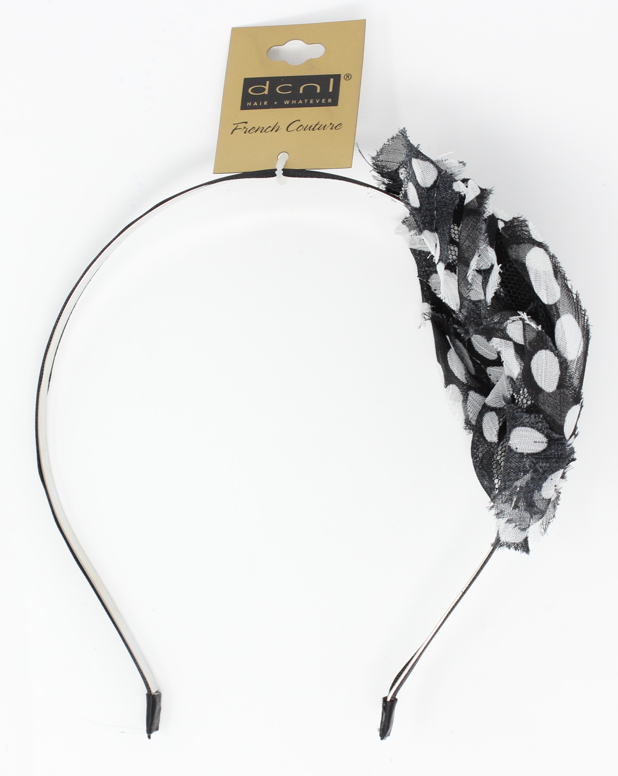 DNCL Polka Dot Print Flower Headband - Click Image to Close