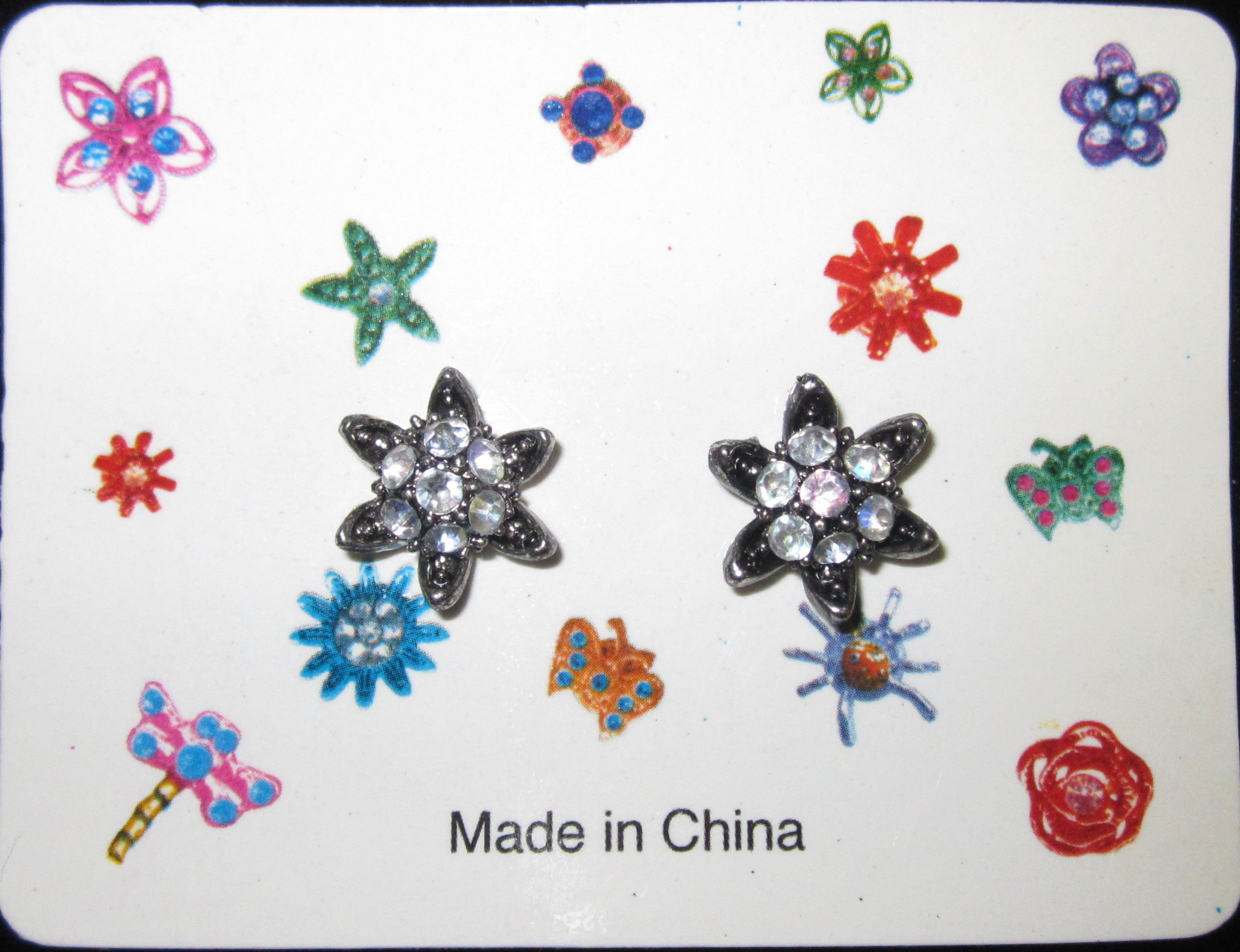 Floral Metal Hair Snap Button w/Clear Gems, 144 Pcs/Order - Gross - Click Image to Close