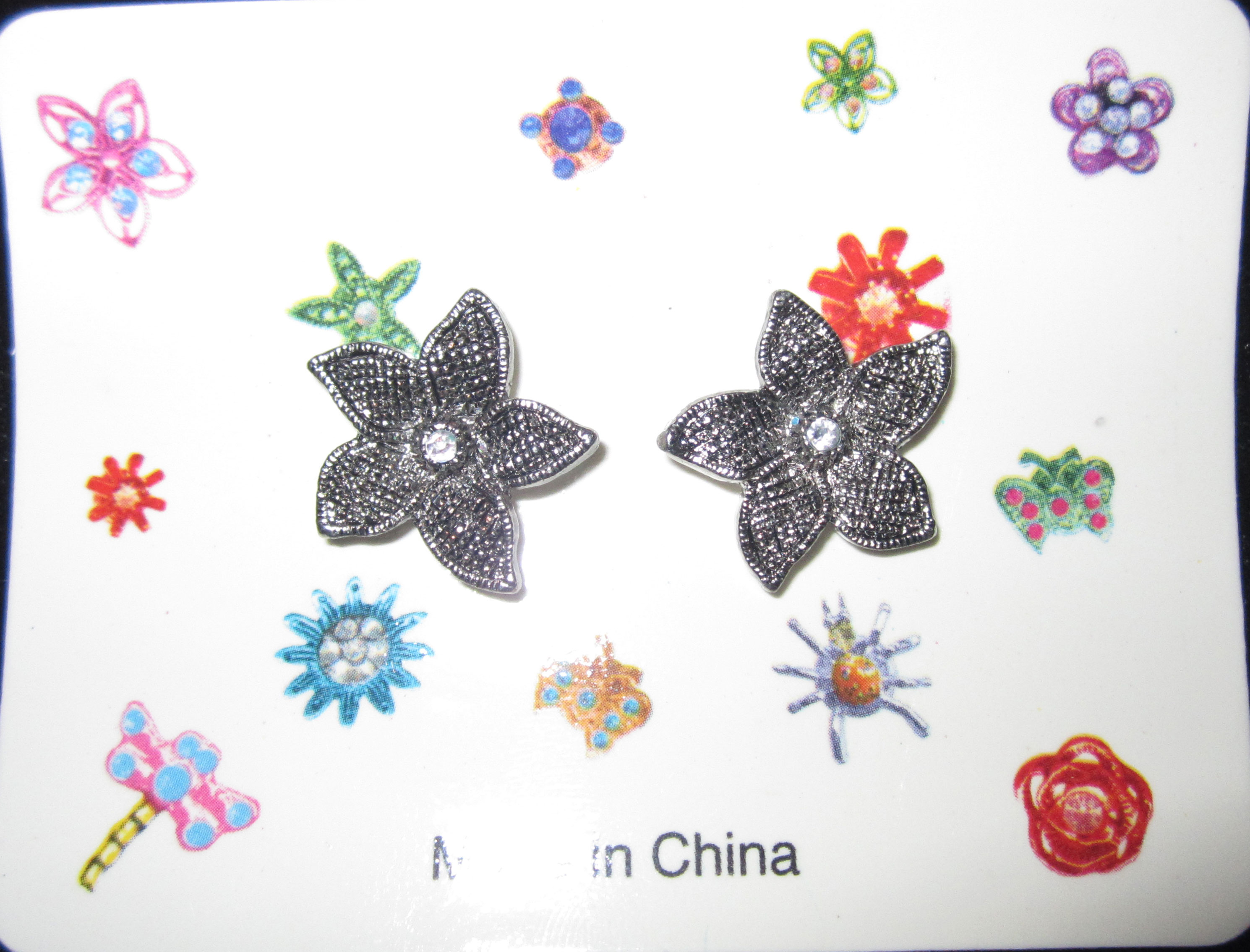 Floral Hair Accessory Button Snap Clip, 24Pcs/Order - Click Image to Close