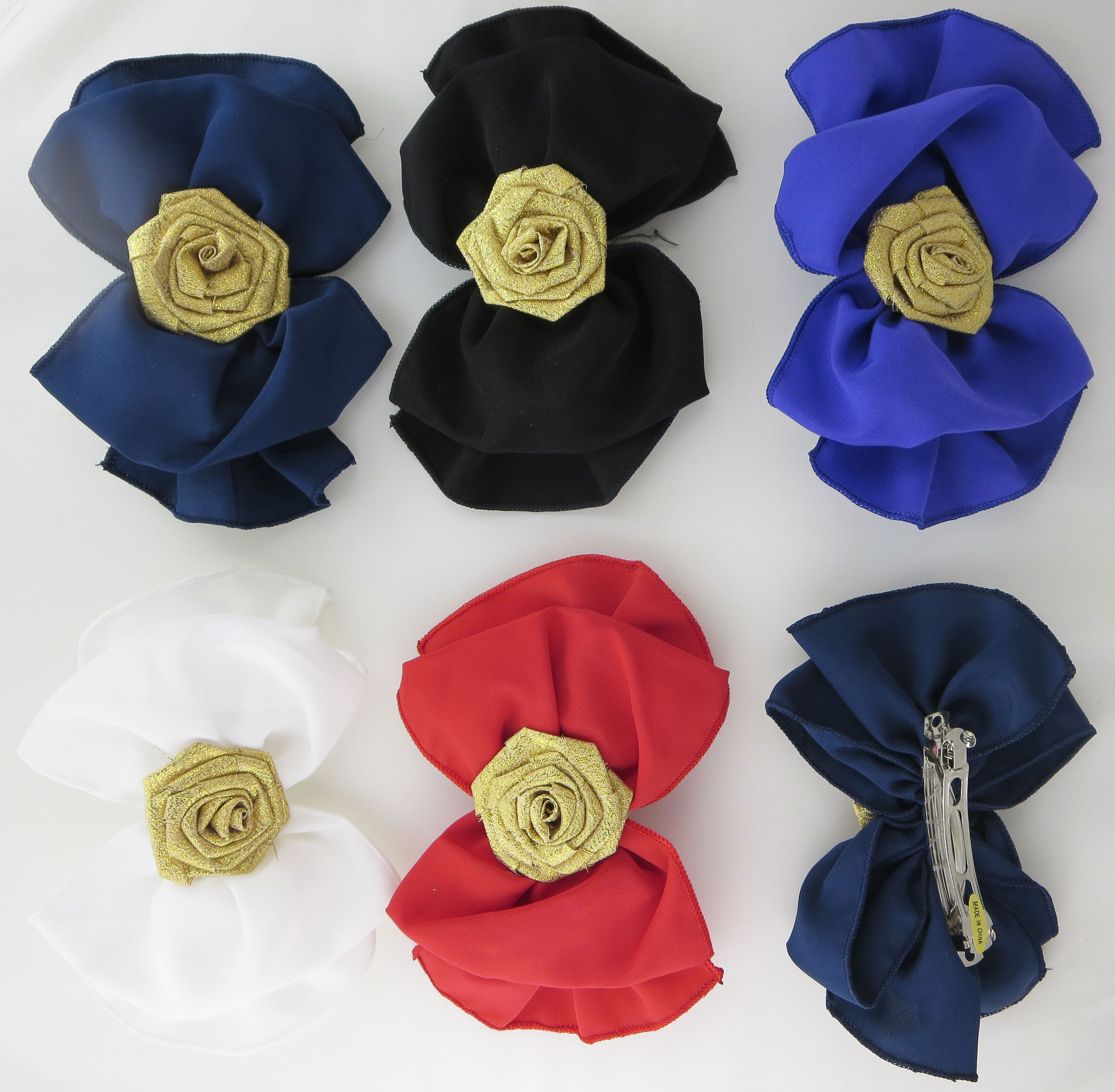 Floral Headband Hair Bow w/a Metallic Rose - Click Image to Close