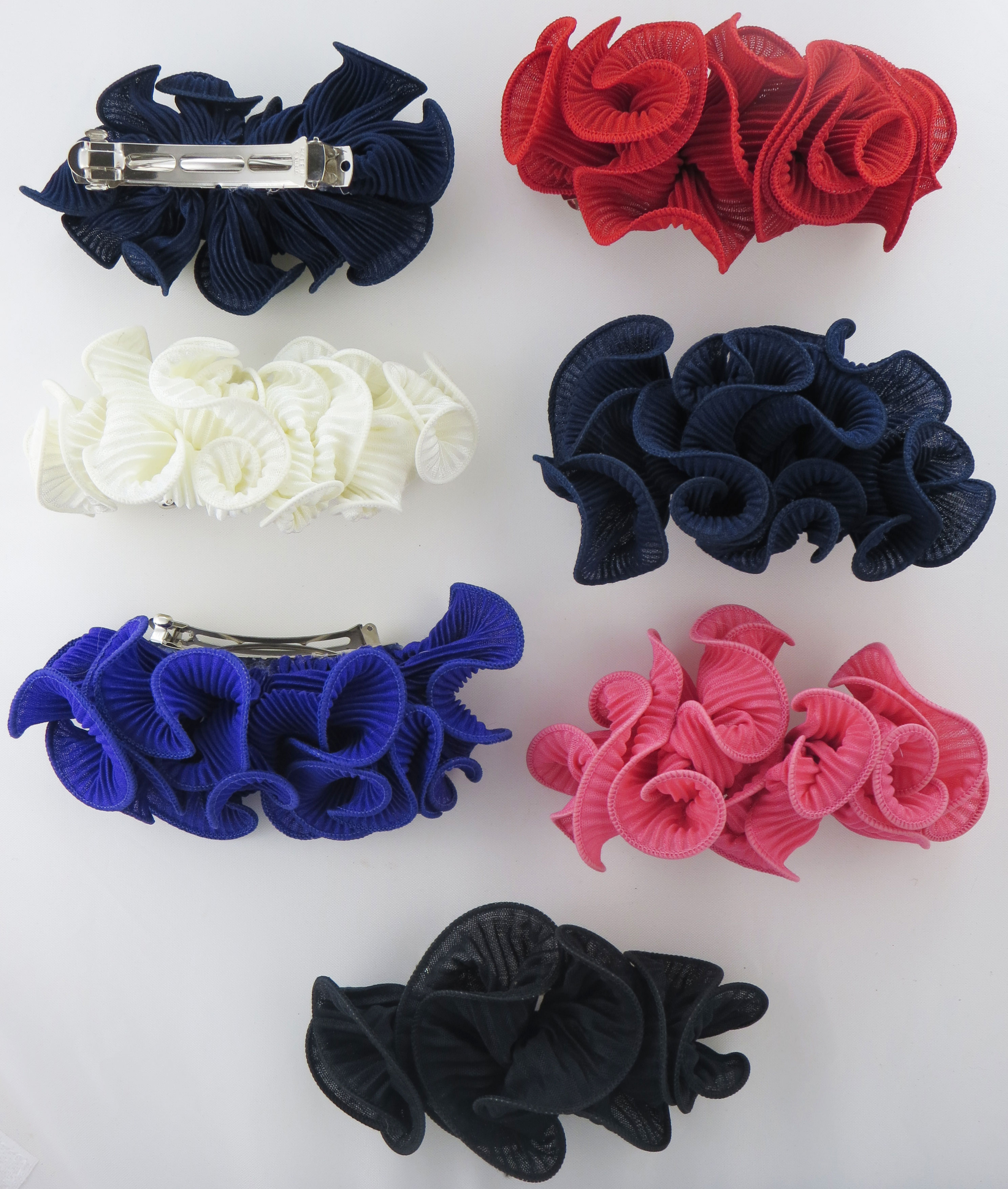 Ribbed Floral Hair Bow Accessory - Click Image to Close