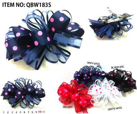 Grosgrain Kids Ribbon and Lace Clip Hair Bow