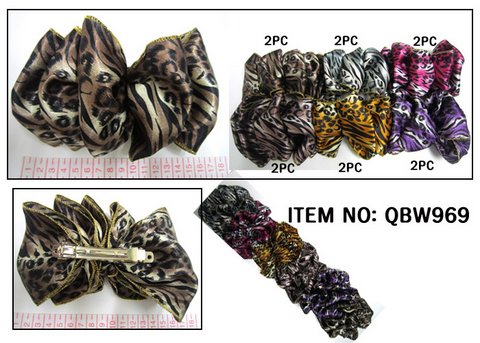 Animal Print Hair Bow with clip - Click Image to Close