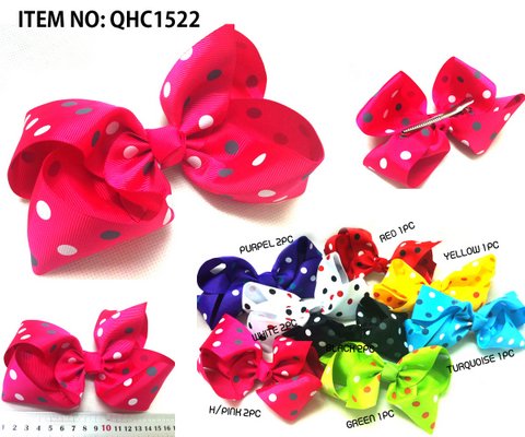 Grosgrain Polka-Dot Clip Bow, 1 Count (CCC) - Click Image to Close