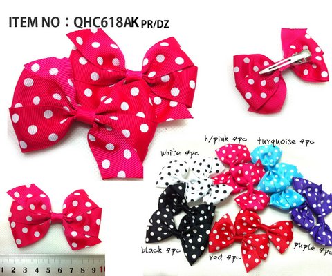 Kids Grosgrain Polka-Dot Clip Bow