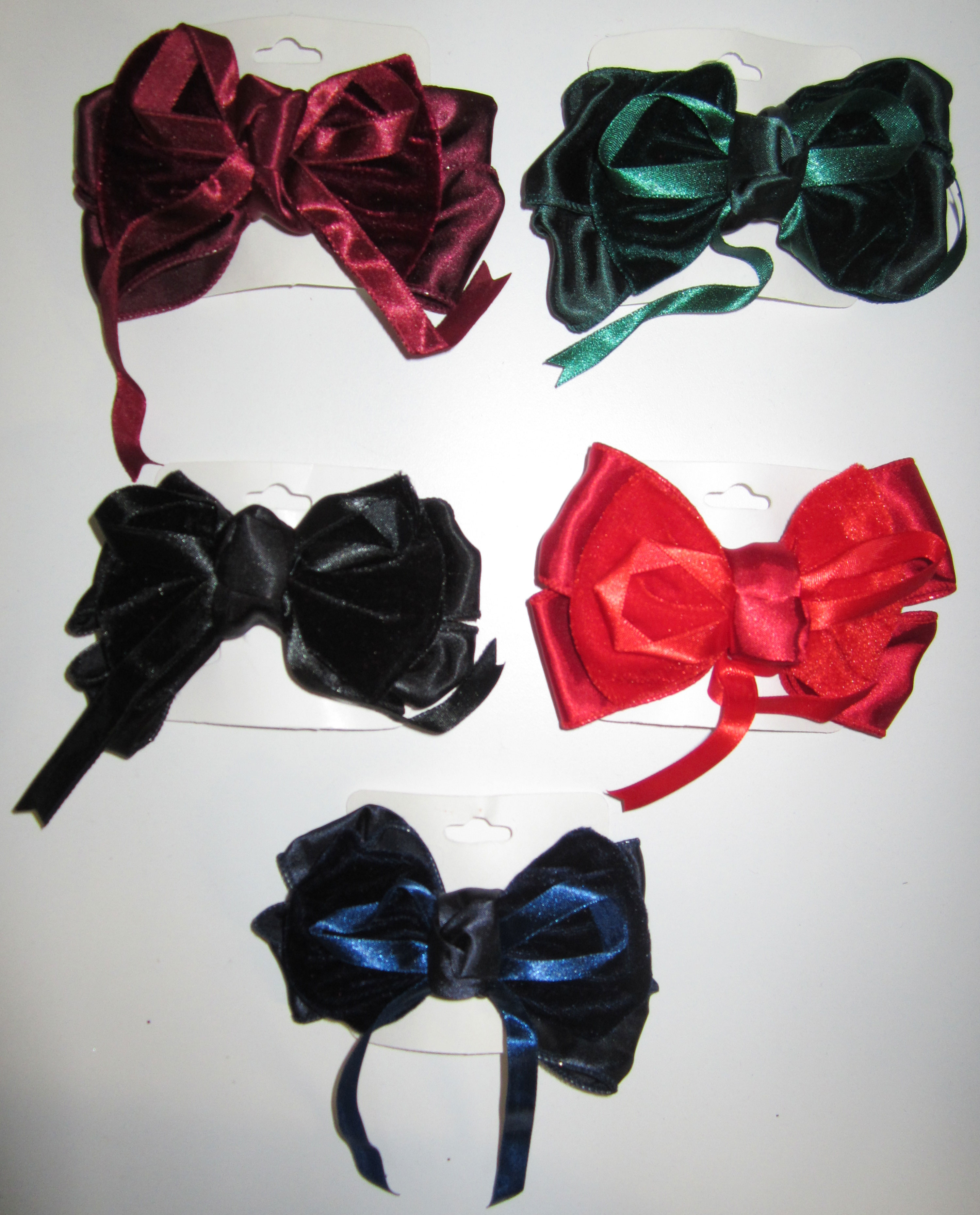 Lush Velour & Satin Ribbon Hair Bow Accessory, 1dz