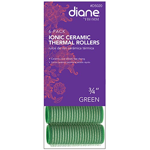 Diane Self Grip Ion Ceramic Rollers, Green, 3/4 Inch, 6 Count