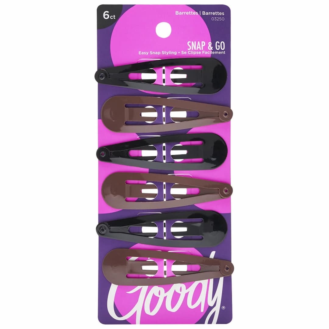 Goody Metal Contour Hair Snap Clips - 6 Count, Black and Brown - Click Image to Close