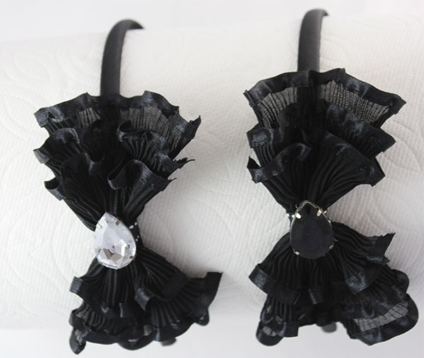hb111, black headband with pleant bow - Click Image to Close