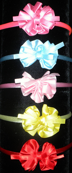 hbf-575 Kids headband with pretty bow with ribbon.