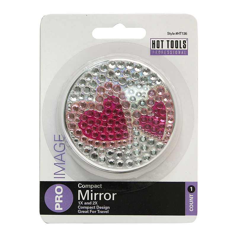 Hot Tools Rhinestone Compact Mirror with hearts