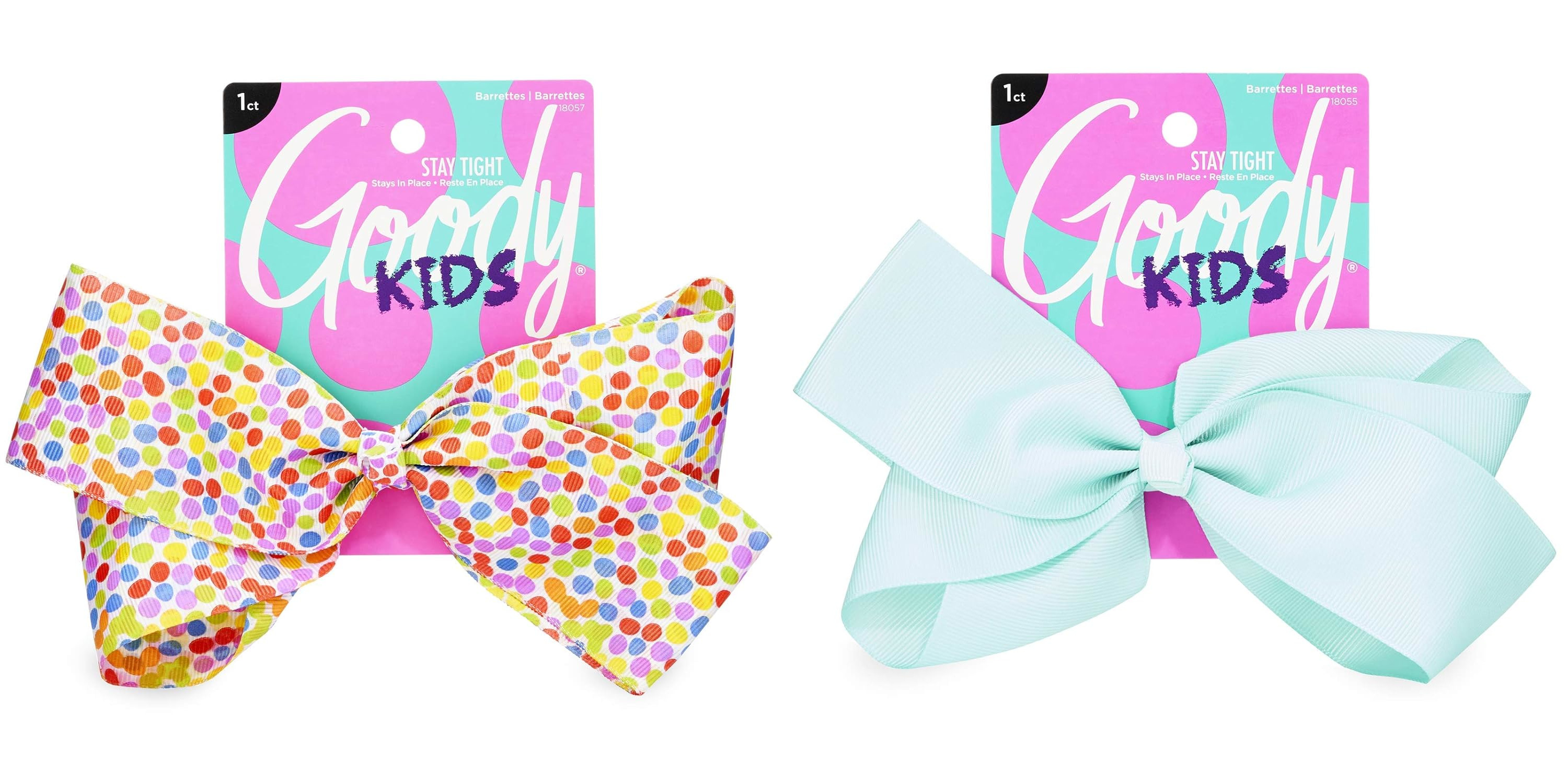 Goody KIDS BOWS LG ASSORTED DOTS TEAL UPC:041457181102 Pack:72/3