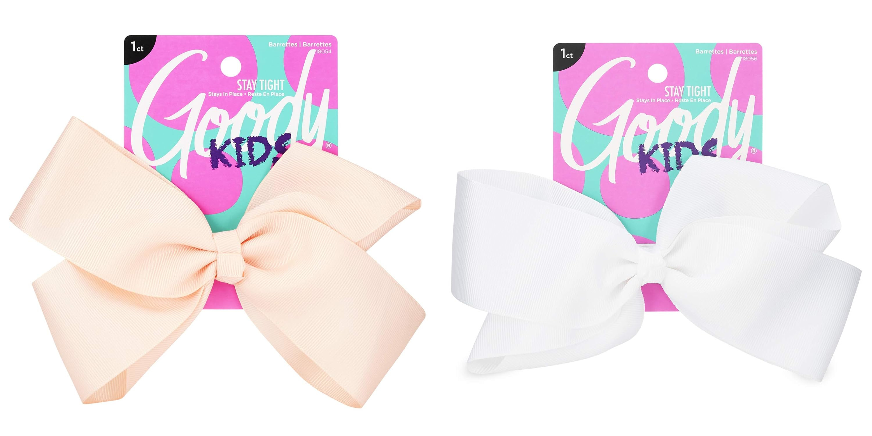 GOODY KIDS LARGE BOW ASST WHITE PEACH 1CT - Click Image to Close