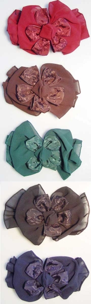 ♥ Floral 2Tone Chiffon Hair Bows, B551, 12Pcs/Order