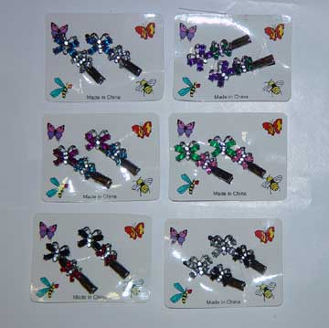 bd025 Dual Rhinestone Butterfly Alligator Clips
