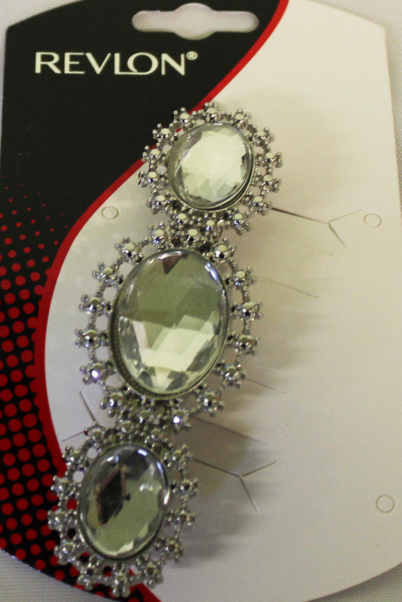 Larege silver stone barrette - Click Image to Close