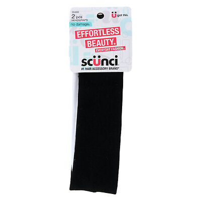 ITEM#35493 SCUNCI 2-PK BLACK AND WHITE COMFORTABLE HEADWRAP UPC:043194354931