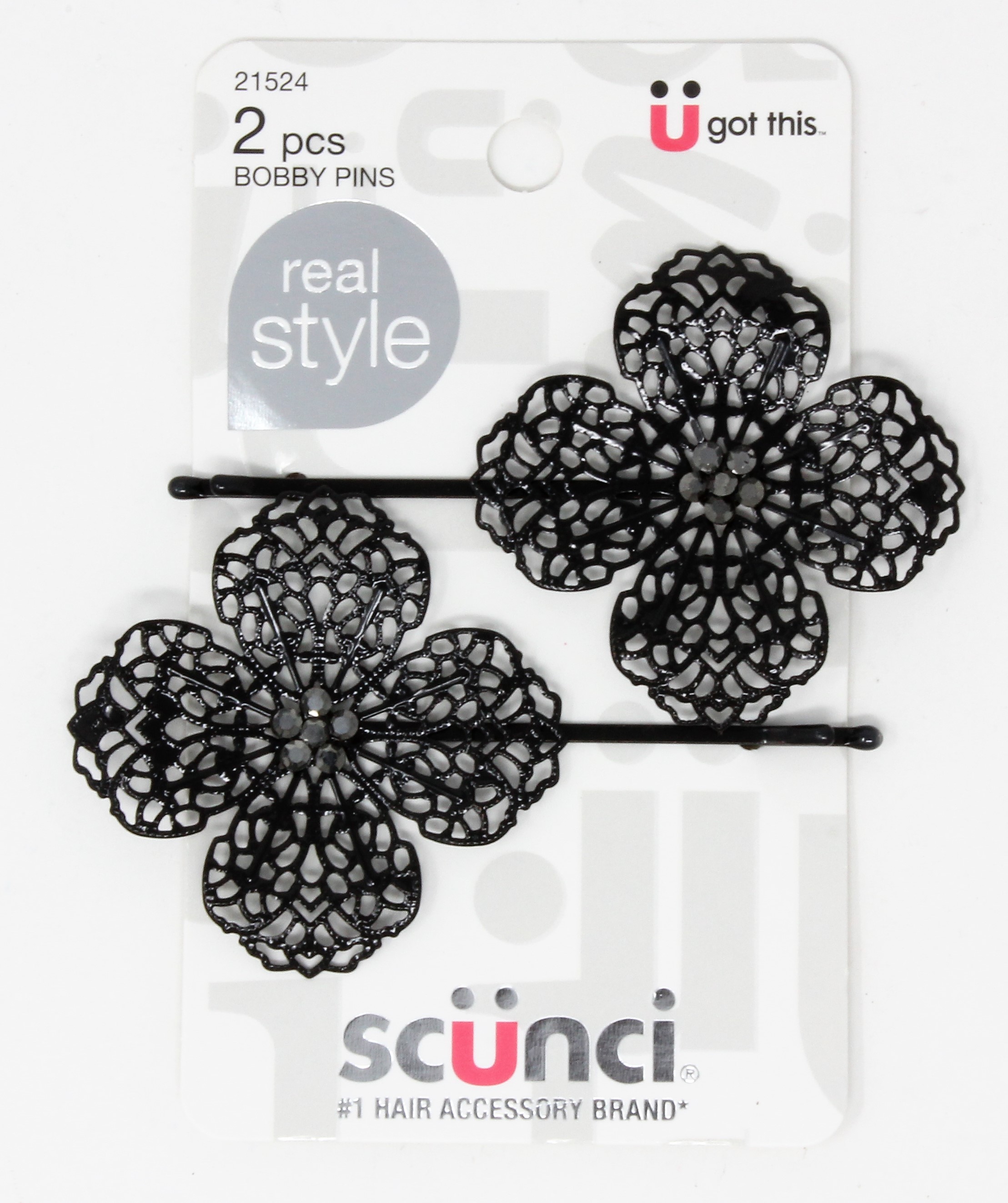 Scunci 2-PK GLAM BOBBY PINS