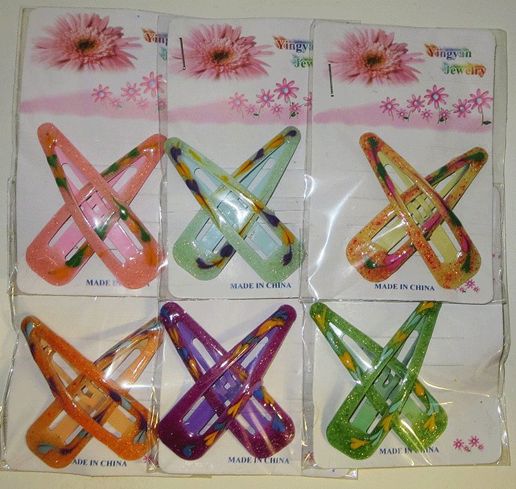 Snap Slide Clip w/Overlying Glazed Glitter & Flowers, Gross-144pcs/order