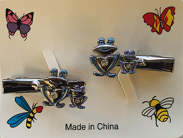 DOUBLE FROG WITH RHINESTONE IN BELLY SALON CLIP, 2 COUNT