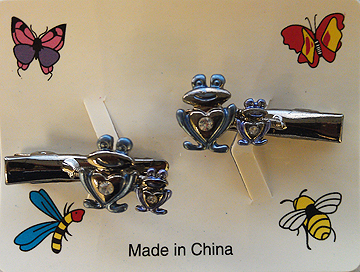 DOUBLE FROG WITH RHINESTONE IN BELLY SALON CLIP, 2 COUNT - Click Image to Close